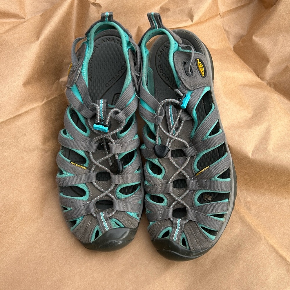 Keen gray and teal sandals. Size 9